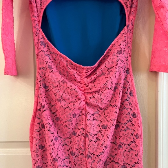 💗 Y2K Vintage Hot Pink Lace Cut out Mini Dress , Size: M - Picture 6 of 14